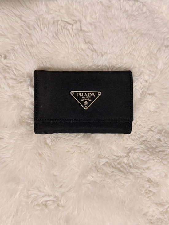 Prada Other - Prada Black Nylon Card & Key Holder with Silver Triangle Logo